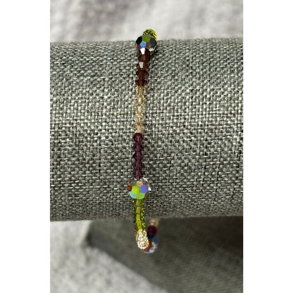 Lori Frantz Koenig Green Purple Faceted Austrian Crystal Bracelet #64192